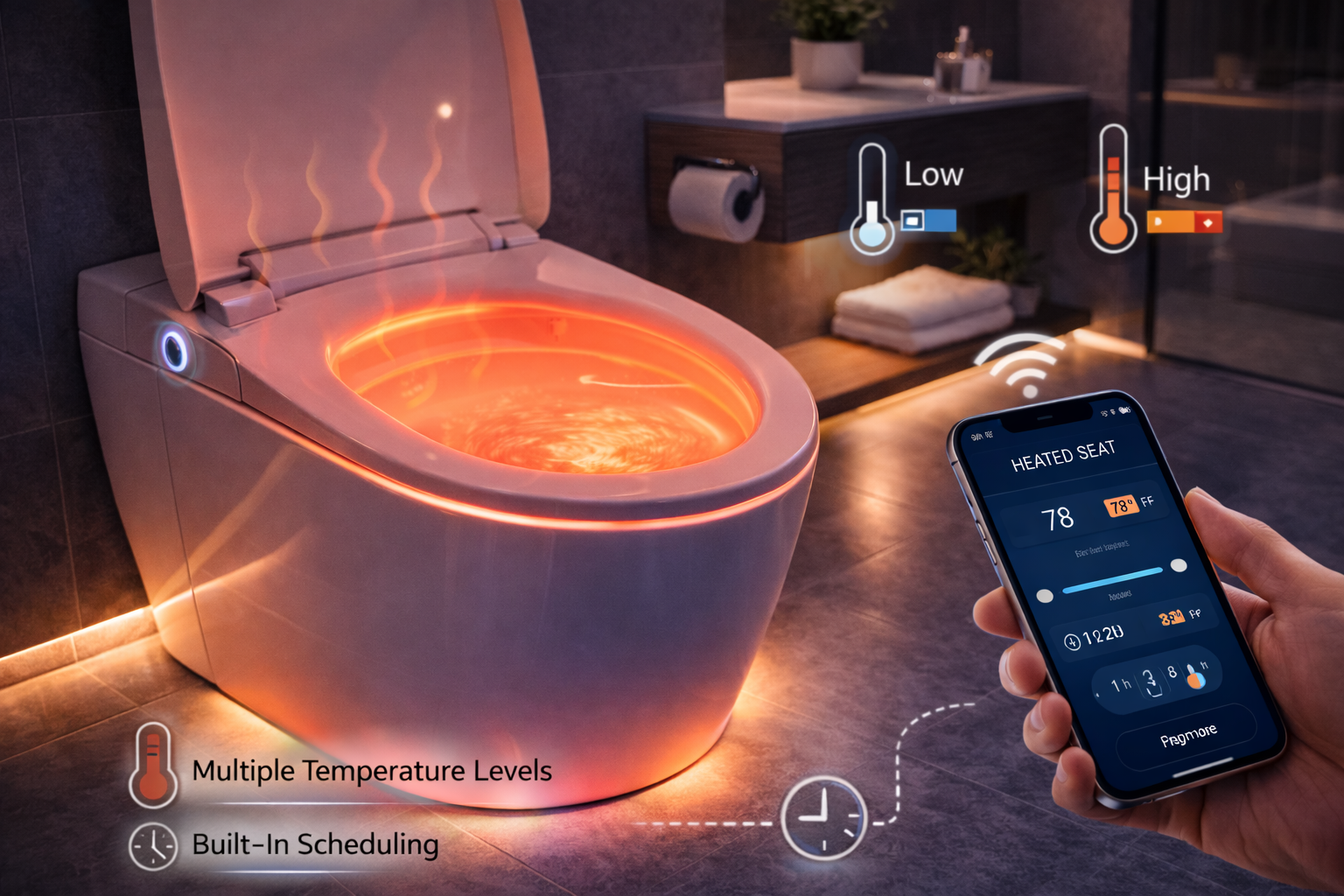 Heated seat with adjustable temperature